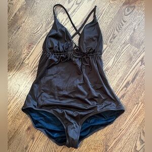 JCrew brown bikini style one piece swimsuit. L